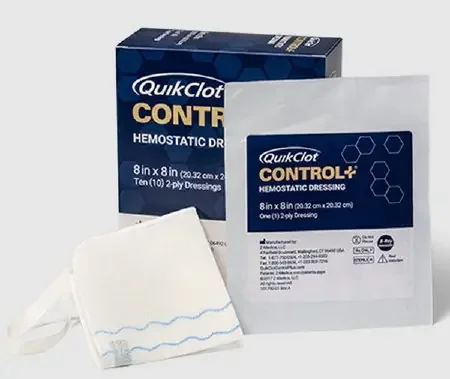 QuikClot Control+ – Hemostatic Dressing 8 X 8 Inch 1 per Pack Individual Packet Kaolin Sterile – 4010