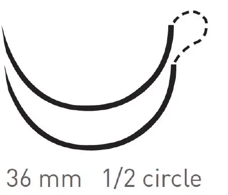 Quill Knotless Tissue-Closure Device – Suture with Needle Absorbable Uncoated Violet Suture Barbed Monofilament PDO (Polydioxanone) Size 0 14 cm Suture Double-Armed 36 mm Length 1/2 Circle Taper Point Needle – RA-1000Q
