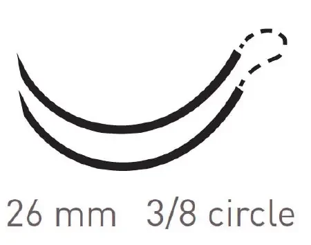Quill Knotless Tissue-Closure Device, Monoderm – Suture with Needle Absorbable Coated Undyed Suture Barbed Monofilament Polyglycolic Acid / PCL Size 3 – 0 30 cm Suture Double-Armed 26 mm Length 3/8 Circle Diamond Point Needle – YA-1023Q-0