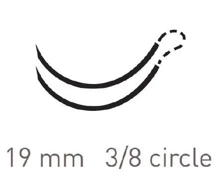 Quill Knotless Tissue-Closure Device, Monoderm – Suture with Needle Absorbable Coated Undyed Suture Barbed Monofilament Polyglycolic Acid / PCL Size 2 – 0 40 cm Suture Double-Armed 19 mm Length 3/8 Circle Precision Reverse Cutting Needle – YA-2032Q