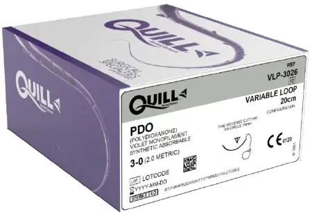 Quill Knotless Tissue-Closure Device, Monoderm – Suture with Needle Absorbable Uncoated Violet Suture Barbed Monofilament PDO (Polydioxanone) Size 3 – 0 20 cm Suture 1-Needle 19 mm Length 3/8 Circle Reverse Cutting Needle – VLP-3026