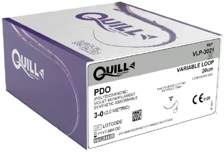 Quill Knotless Tissue-Closure Device, Monoderm – Suture with Needle Absorbable Uncoated Violet Suture Barbed Monofilament PDO (Polydioxanone) Size 3 – 0 20 cm Suture 1-Needle 13 mm Length 3/8 Circle Reverse Cutting Needle – VLP-3021