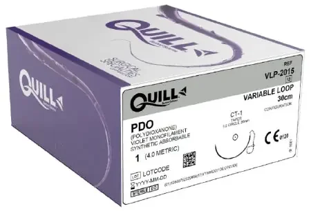 Quill Variable Loop Device – Suture with Needle Absorbable Uncoated Undyed Suture Barbed Monofilament PDO (Polydioxanone) Size 1 30 cm Suture 1-Needle 36 mm Length 1/2 Circle Taper Point Needle – VLP-2015