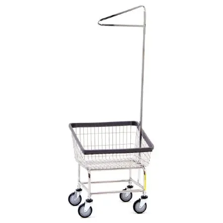 R & B Wire Products – Laundry Cart with Pole Rack Steel Tubing 5 Inch Clean Wheel System Casters – 100CTC91C