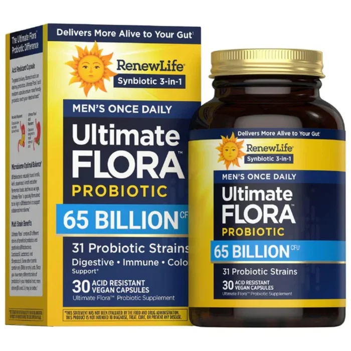 Renew Life, Ultimate Flora Men’s Once Daily Probiotic, 65 Billion CFU, 30 Delayed Release Vegan Capsules
