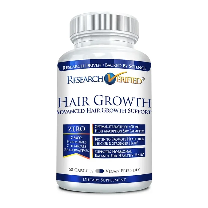Research Verified Hair Growth Support – with Biotin, DHT Blockers & Vitamins – Hair Growth and Hair Loss Prevention, 1 Bottle (1 Month Supply)