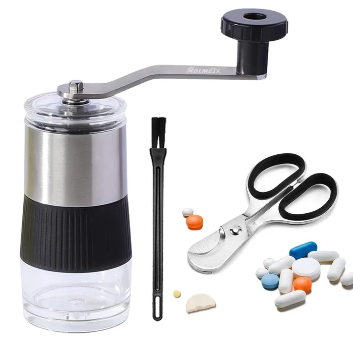 ROLMZJX Pill Crusher,Pill Split Crusher,Pill Grinder Fine Powder,Easily Crushes Multiple Tablets Or Vitamins Into Fine Powder at Once,Great Pulverizer for Feeding Tube, Kids, Pets and Arthritis