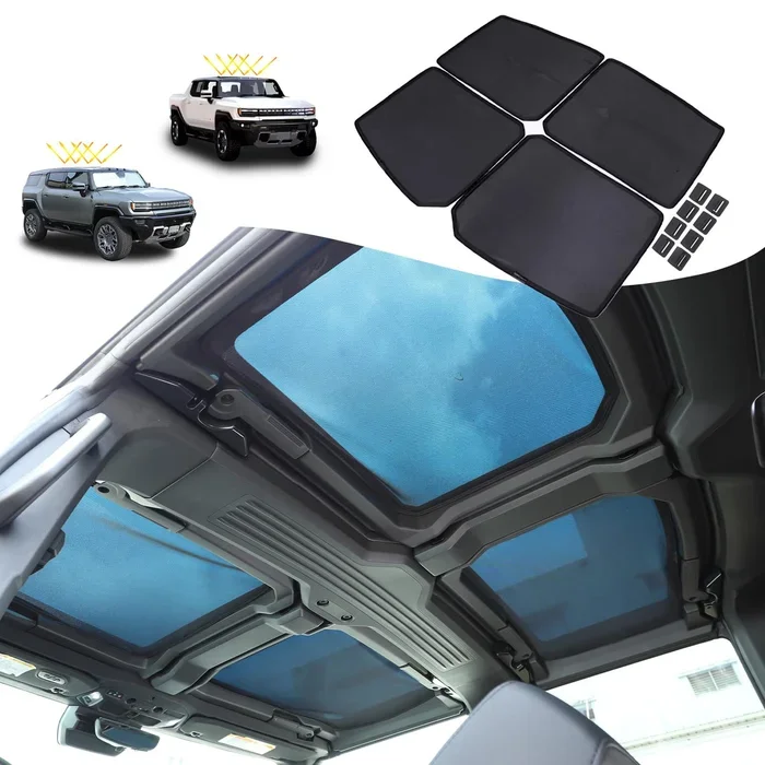 Roof Sunshade for Hummer EV Accessories Won’t Sag 4 Glass Visor Sunroof Sun Shade Protection Heat Insulation Top Window Cover UV Blocking for Hummer EV Pickup SUV 2024 2025+ (Heat Insulation Film)