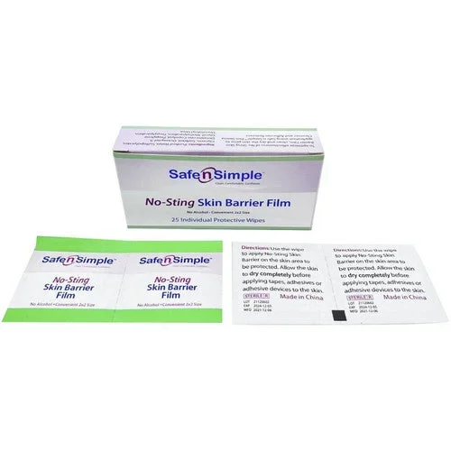 Safe N Simple, Skin Barrier Wipe Safe n Simple Individual Packet 2 X 2 Inch, Box Of 25