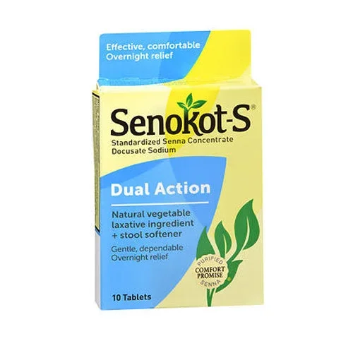 Senokot, Dual Action Laxative + Stool Softener, 10 tabs