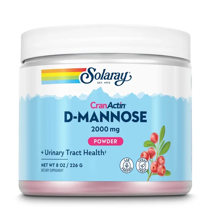 SOLARAY D-Mannose with CranActin Cranberry AF Extract Powder – Healthy Urinary Tract Support – 8 oz (226 g), 30 Servings