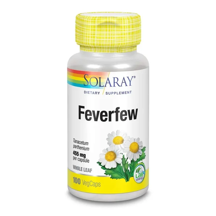 SOLARAY Feverfew Leaf 455mg | Head Discomfort, Circulatory Health & Blood Vessel Support Supplement | Vegan & Non-GMO | 100 VegCaps