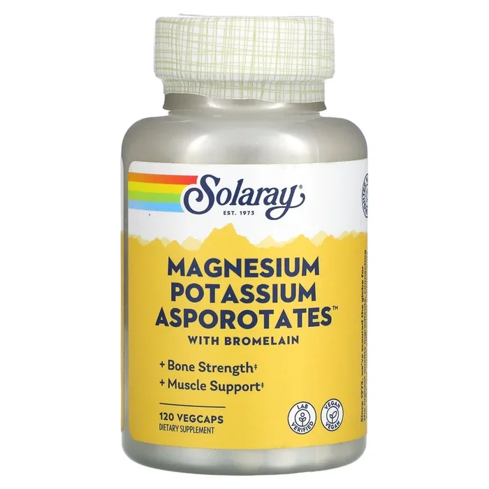 Solaray, Magnesium Potassium Asporotates 300/40 mg, 120 VegCaps