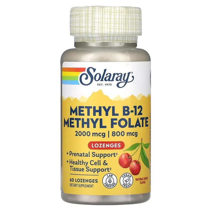 Solaray, Methyl B-12 2000 Mcg Methyl Folate 800mcg Cherry, 60 Lozenges