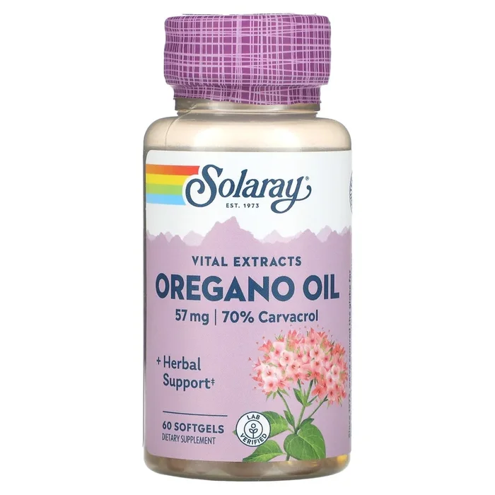 Solaray, Oregano Oil 70% Carvacrol, 60 Softgels