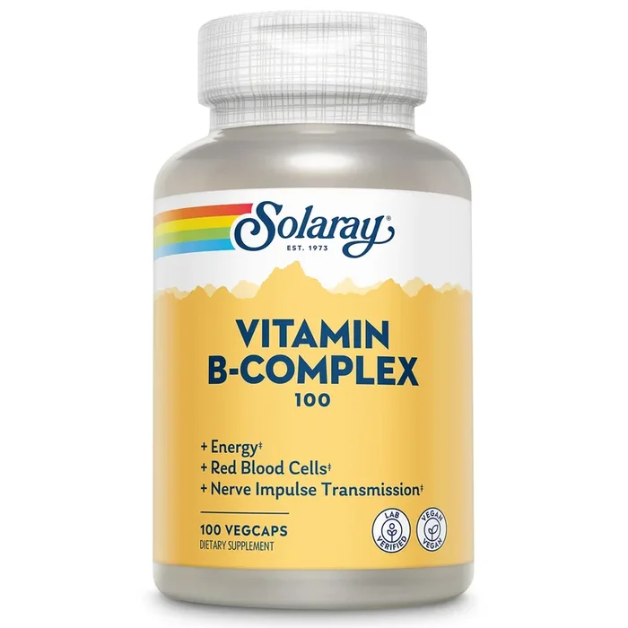 SOLARAY Vitamin B-Complex 100 mg – Vital Support for Energy, Blood Cells & Nerves – 100 VegCaps (100 Count)