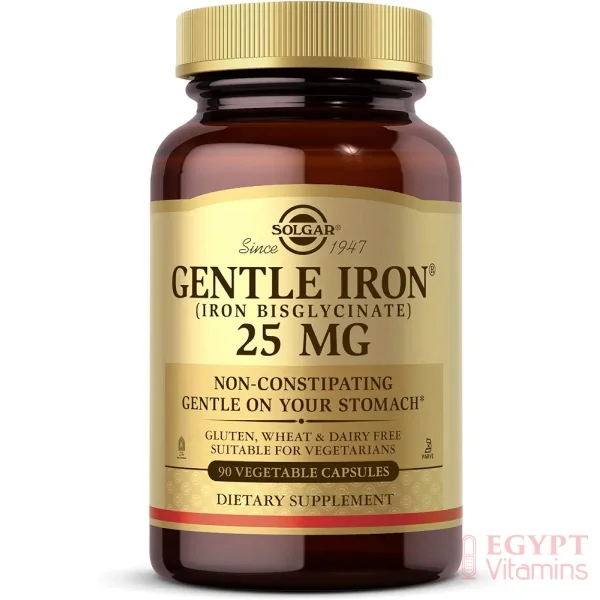 Solgar Gentle Iron 25mg, 90 Vegetable Capsules – Energy, Normal Red Blood Cell Production – Gentle on the Stomach – Non-GMO, Vegan, Gluten Free, Dairy Free, Kosher, Halal – 90 Servings
