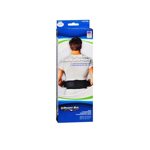 Sport Aid, Back Support 6 Inches Medium & Large Black, 1 Each