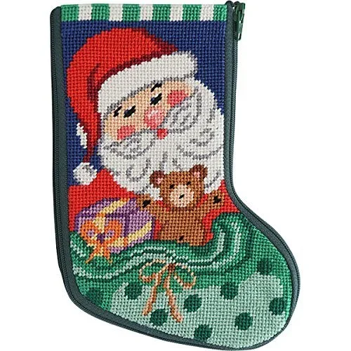 Stitch & Zip Santa and Toys Mini Stocking Needlepoint Kit