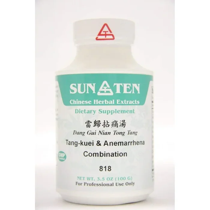 Sun Ten – Tang-KUEI & ANEMARRHENA COMBIN Dang GUI Nian Tong Tang 818 Concentrated Granules 100g by Baicao