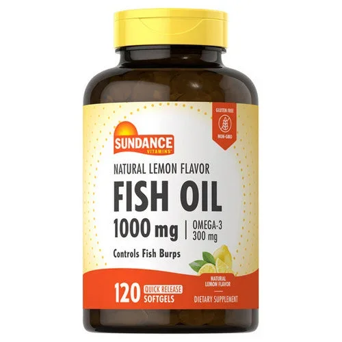 Sundance, Fish Oil Omega-3 Quick Release Softgels Natural Lemon, 1000 mg, 120 Tabs