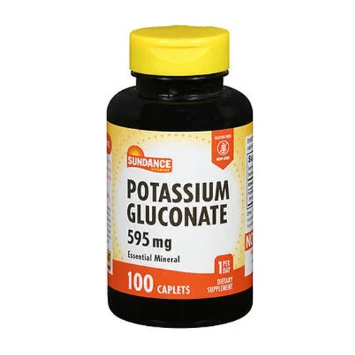 Sundance, Potassium Gluconate Caplets, 595 mg, 100 Tabs