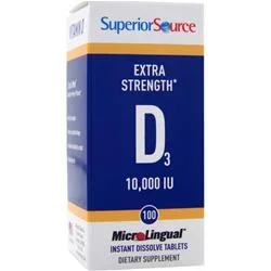 Superior Source MicroLingual Extra Strength D3 (10000IU) 100 tabs