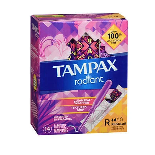 Tampax, Radiant Tampons Regular Absorbency Unscented, 14 Each