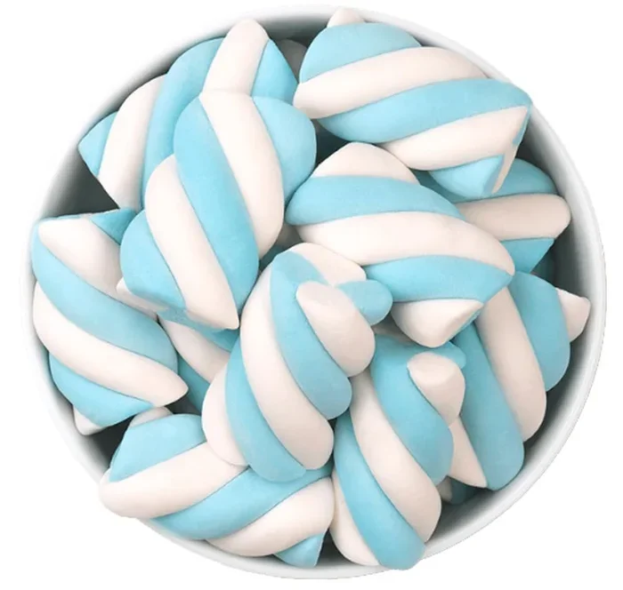 The Hampton Candy Company Blue & White Marshmallow Twists, 8.8 Oz. Bag, Blue Candy, Bulk Marshmallows