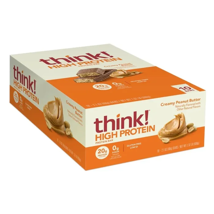 Think Thin Creamy Peanut Butter – Box 10 Bars Box