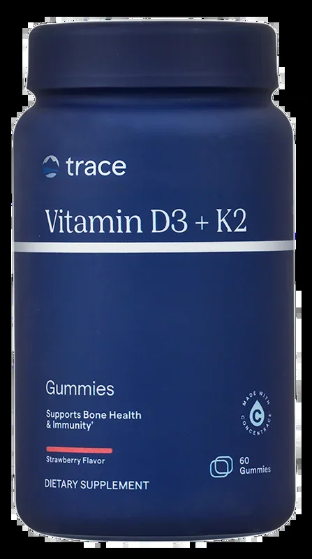 Trace Minerals, Vitamin D3+K2 Gummies, Strawberry, 60 Gummies