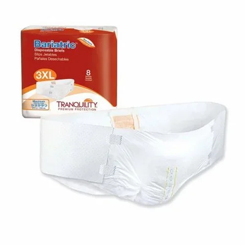 Tranquility, Unisex Adult Incontinence Brief Tranquility Bariatric Tab Closure 3X-Large Disposable Heavy Absorbe, Count of 8
