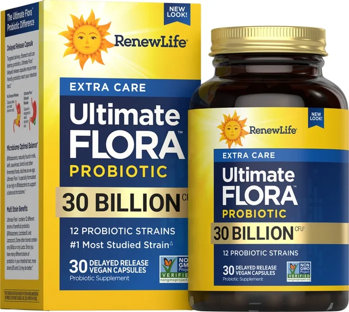 Ultimate Flora Extra Care Probiótico 30 Mil Millones, 30 Cápsulas Veganas de Liberación Retardada