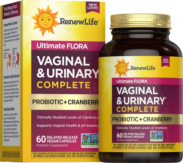 Ultimate Flora Vaginal e Urinário Completo + Probiótico e Cranberry, 60 Cápsulas Veganas de Liberação Retardada