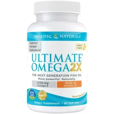 Ultimate Omega 2X – 2,150 MG Omega-3s – Lemon (60 Softgels)