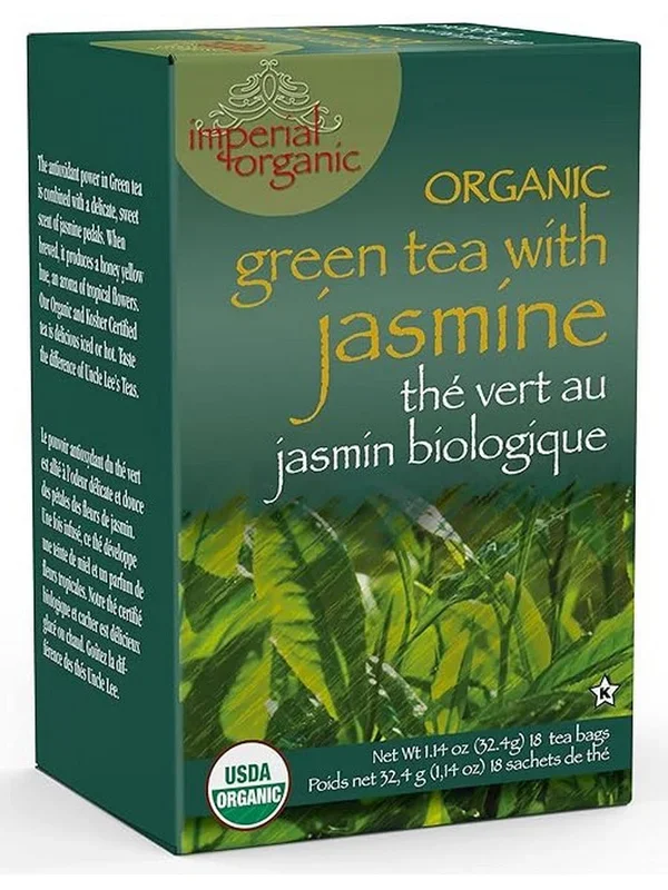 Uncle Lee’s Tea, Organic Green Tea with Jasmine, 18 Tea Bags