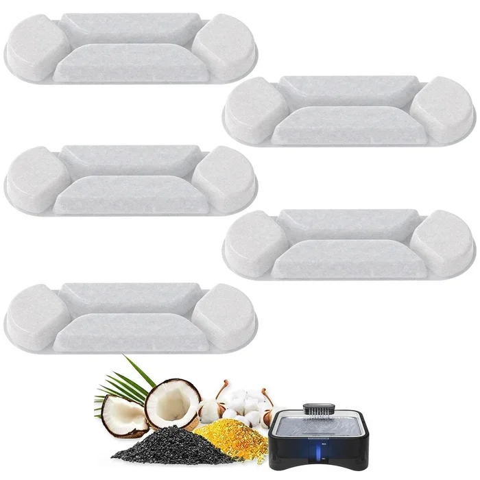 UPSKY 5 Pcs Replacement Filters for 2.25Gal Elevated Dog Water Fountain, Multi-Layer Filtration System Carbon Filters Compatible with 8.5L/2.25Gal 4 Heights Adjustable Pet Fountain
