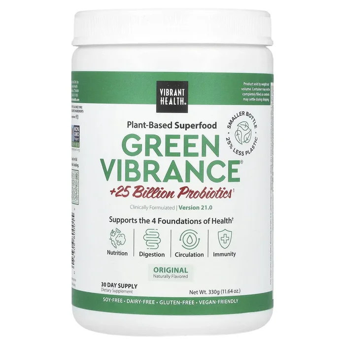 Vibrant Health, Green Vibrance +25 Billion Probiotics, 12.5 Oz powder