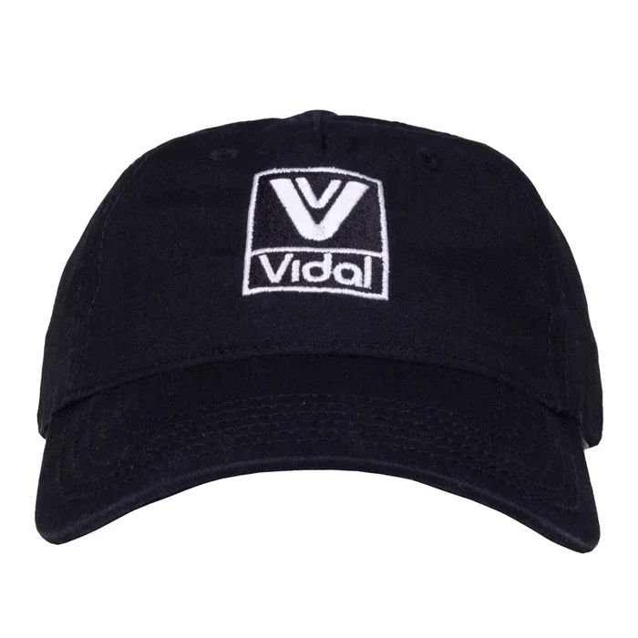 Vidal Stacked Logo Five Panel Cap – Black