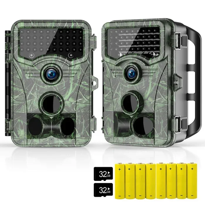 Vikeri 4K 32MP Trail Camera 2 Pack – Game Camera with 0.1s Trigger Time Night Vision Motion Activated, IP66 Waterproof Hunting Camera for Wildlife Monitoring