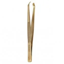 Vitry Tweezers Crab Ends Stainless Gold Plated