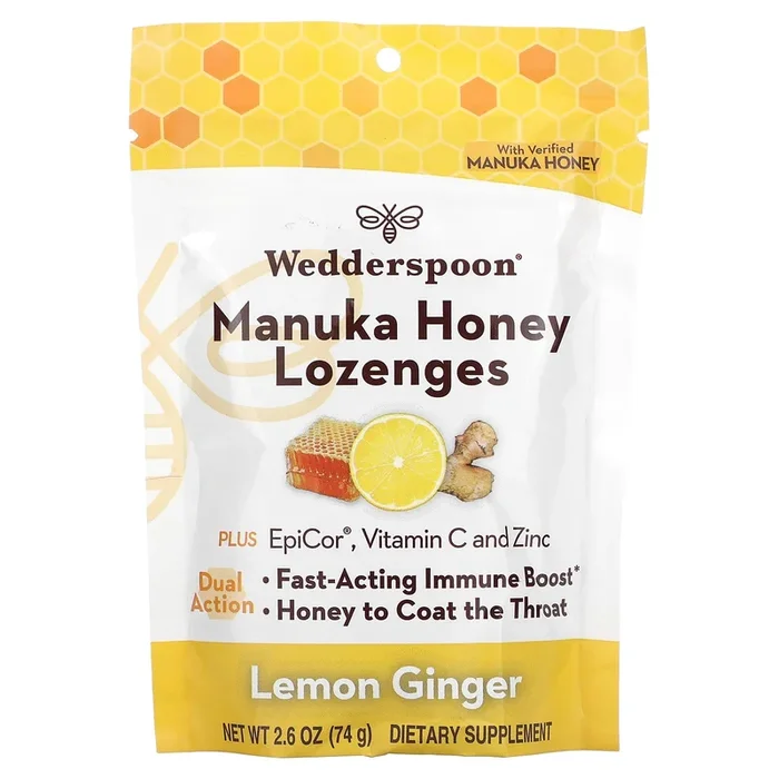 WEDDERSPOON, Manuka Honey Immunity Lozenge Lemon Ginger, 2.6 OUNCE