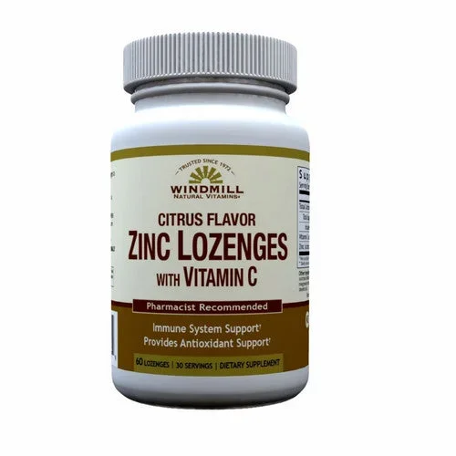 Windmill Health, Zinc Lozenges With Vitamin C Citrus Flavor, 60 Count