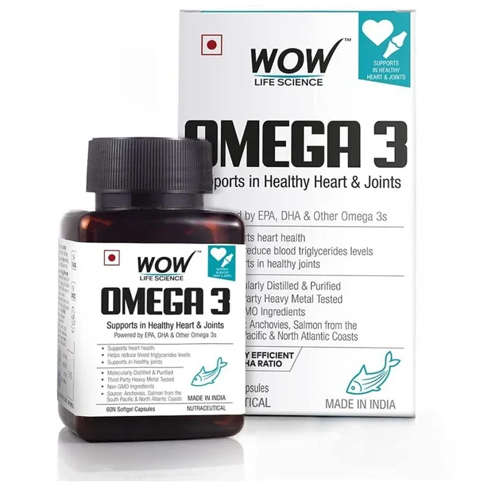 WOW Life Science Omega-3 Fish Oil Triple Strength Capsules – 60 Caps