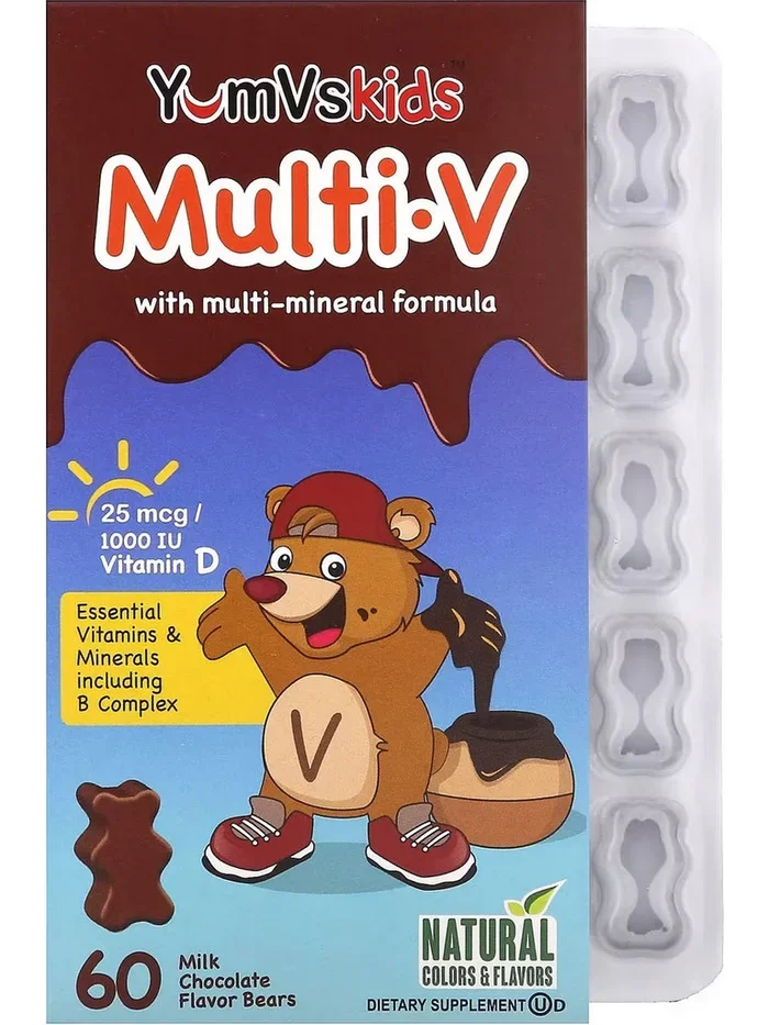 YumV’s, Multi-V with Multi-Mineral Formula, 25 mcg, 1000 IU, Milk Chocolate, 60 Flavor Bears